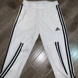 White adidas track pants